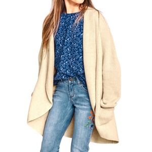 Garnet Hill 100% Organic Cotton Knit‎ Cardigan Sweater Open Front XL